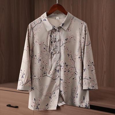Yu Zhaolin Women's Summer 3/4 Sleeve Lapel Shirt