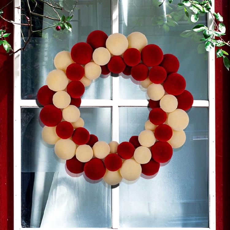 Colored Ball Wreath Door Hanging Decoration Handmade Christmas Wreath For Front Door Wall Or Window Display Home Decoration