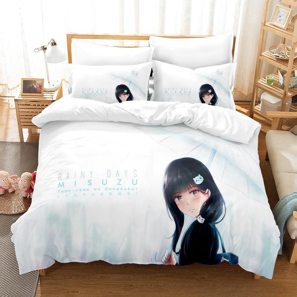 Tomo-chan Is a Girl! Bedding Set Single Twin Full Queen King Size Bed Set Adult Kid Bedroom Duvet cover Set Anime Bed Sheet Set