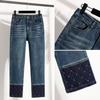 DIMANAF 2025 Plus Size Autumn Women Jeans Elastic  Pants Denim Blue High Waist New Pants 5XL