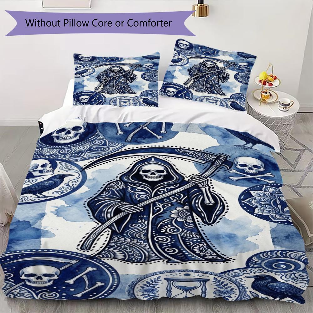 

Death Pattern Bedding uilt Set uilt Cover Pillowcase Home Decoration Birthday Gift (1 * duvet cover + 2 * pillowcase without core)155 135x200cm