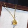 Women's Gold Fortune Bag Pendant Necklace with Lace Hollow Design