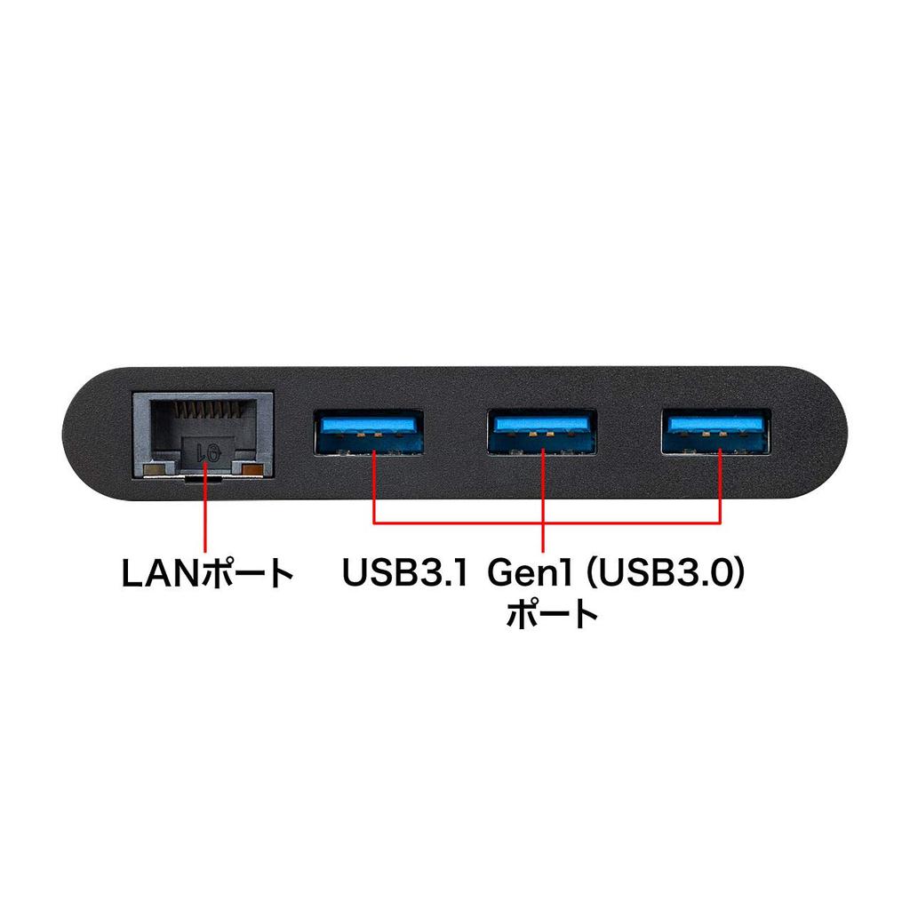 Sanwa Supply USB Hub with LAN Adapter Type-C USB-3TCH10BK