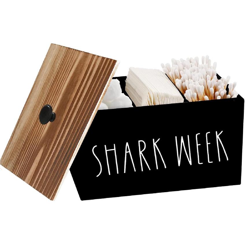 Tampon Holder for Bathroom,Farmhouse Bathroom Organizer,Rustic Wood Bathroom Storage Bin with Lid,Wood Movable Partition Feminine Product Organizer