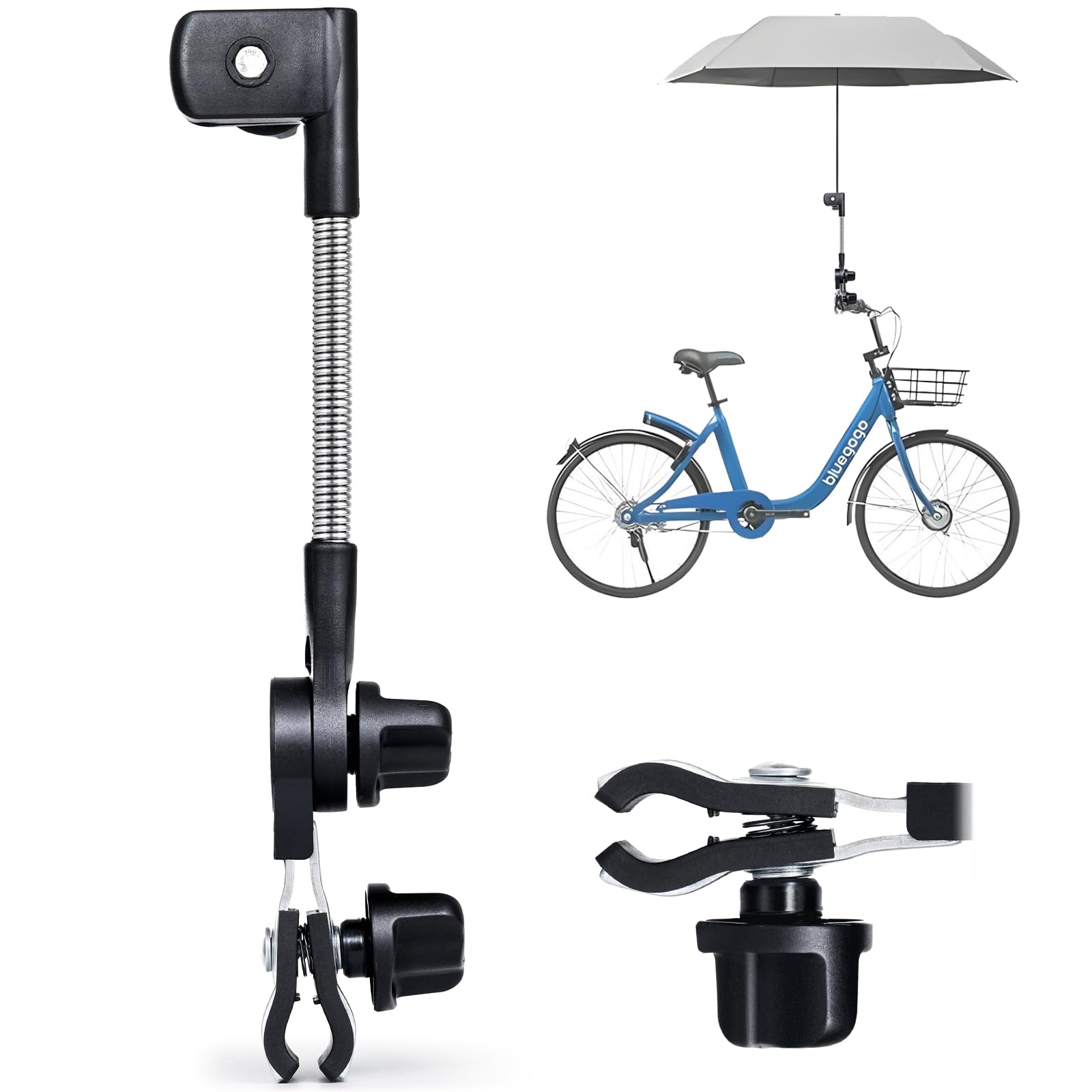 

NEDIEA Bicycle Umbrella Stroller Umbrella Bicycle Parasol Rotating Adjustable No Assembly Easy Umbrella Holder for Electric and Fishing Holder, Stand, чёрный