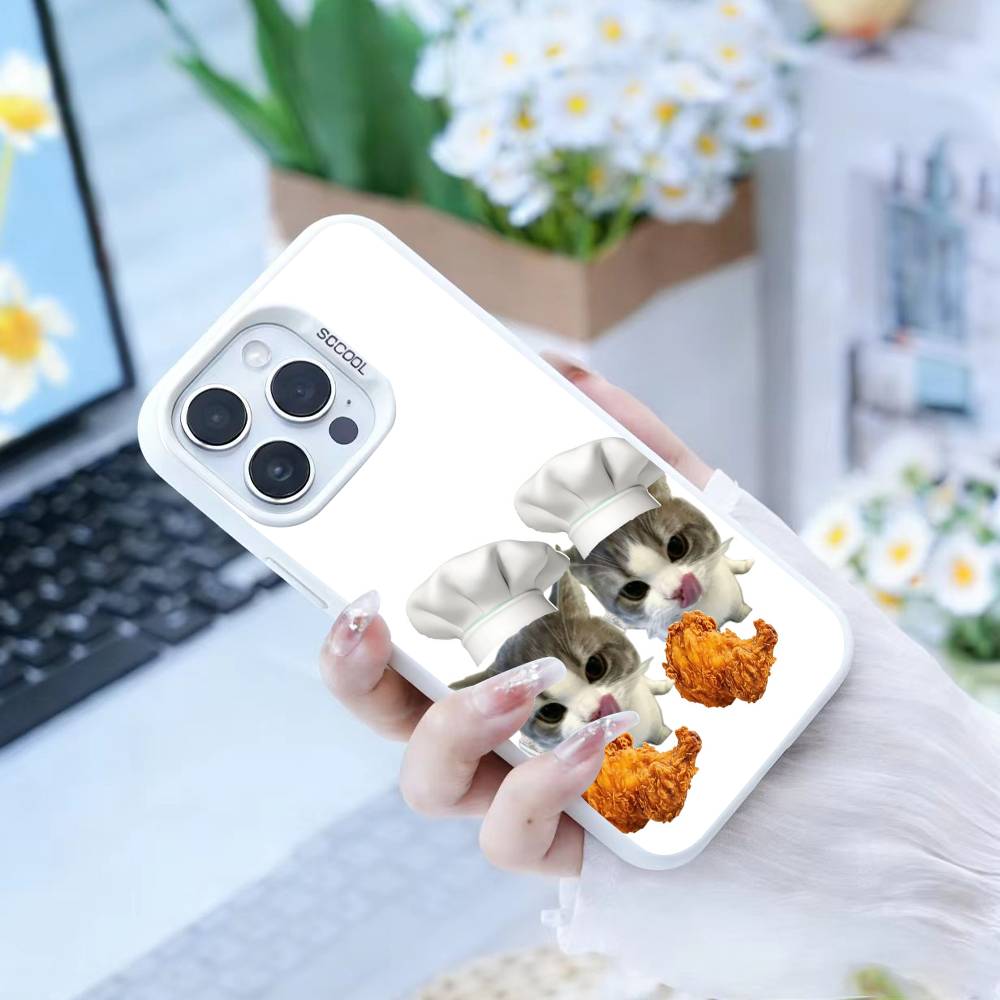 Goofy Silly Cats Big Eyes Phone Case For iPhone17, 16,15,14,13,12 Pro Max Black Candy Matte Shockproof Cover