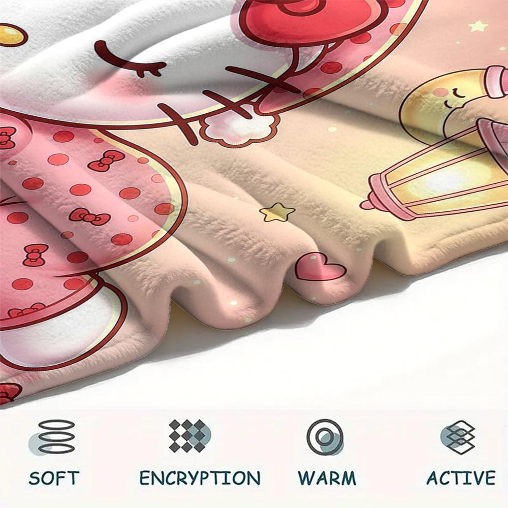 1PC Sanrio Cartoon Print Flannel Blanket, High Quality All Seasons, Home Decor, Warmth and Comfort, Perfect for Christmas Gifts