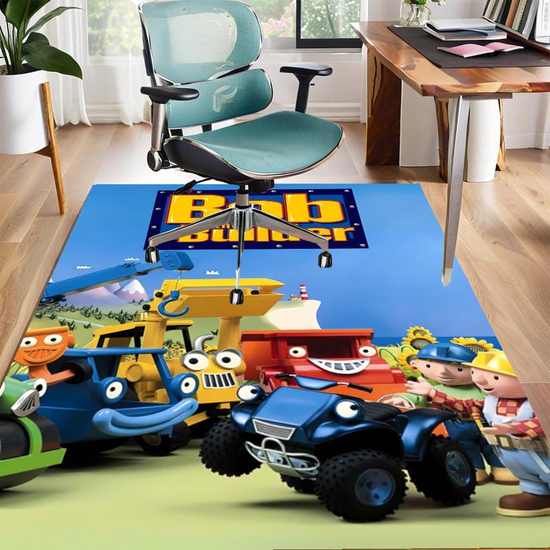 Bob the Build Design Area Rug - Non-Slip, Soft & Cozy Floor Mat for Living Room, Bedroom, Office - Indoor/Outdoor Decorative Carpet