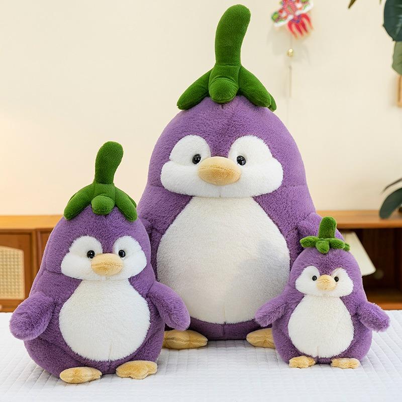 28/42cm Creative Cute Penguin Plush Toy Transformed Eggplant Doll Soft Stuffed Animal Gift For Girls Kids Birthday Home Decor