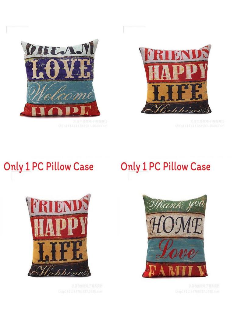 Capa de Almofada Quadrada Premium Algodão Estampada Letras Retro Misturado Para Elegância Atemporal