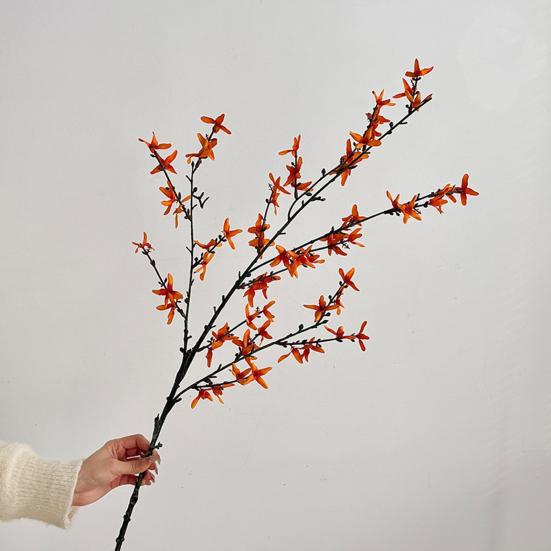 45 Inch Artificial Forsythia Flower Branches Fake Spring Forsythia Stem Faux Winter Jasmine Branches for Vase Floral Arrangement Party Home Decoration