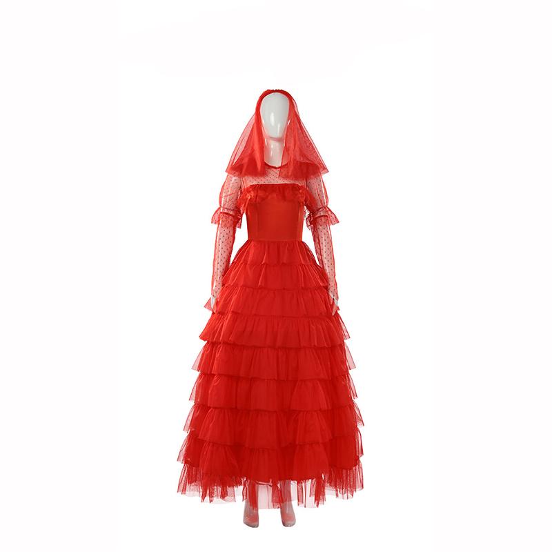 Kostüm Hochzeitskleid Damen Gothic Rot Halloween Käfer Geisterbraut Cosplay Weihnachtsfeier Outfit