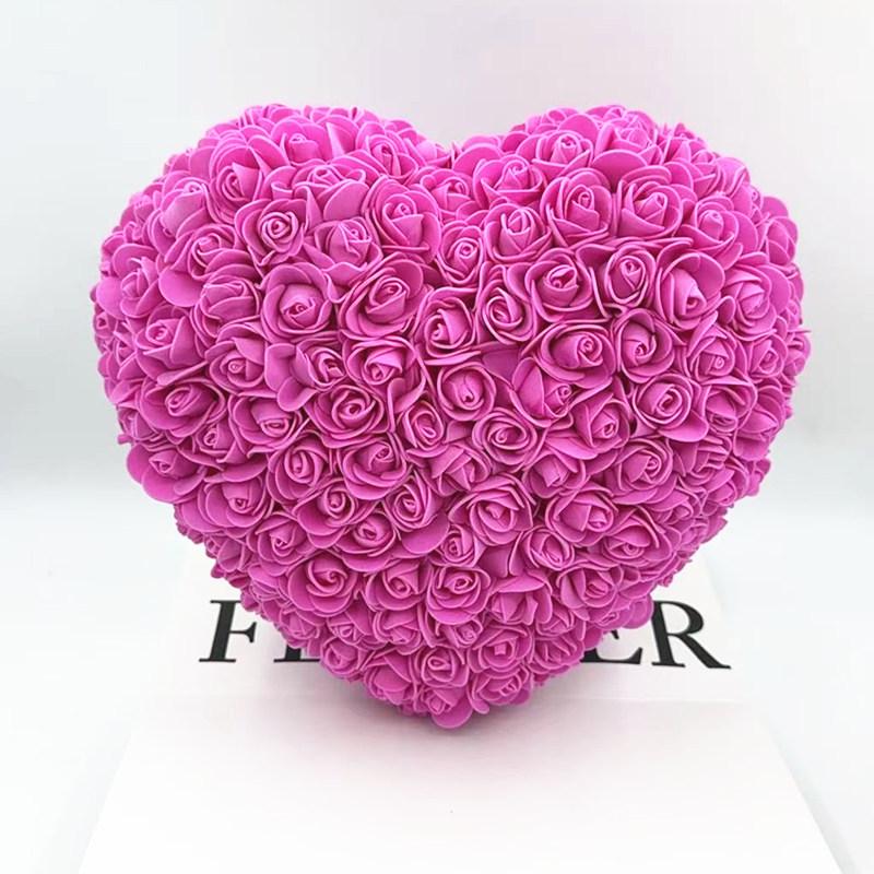 25cm Heart-Shaped Transparent Gift Box with PE Foam Flowers for Valentine's, Qixi, Birthdays, or Christmas