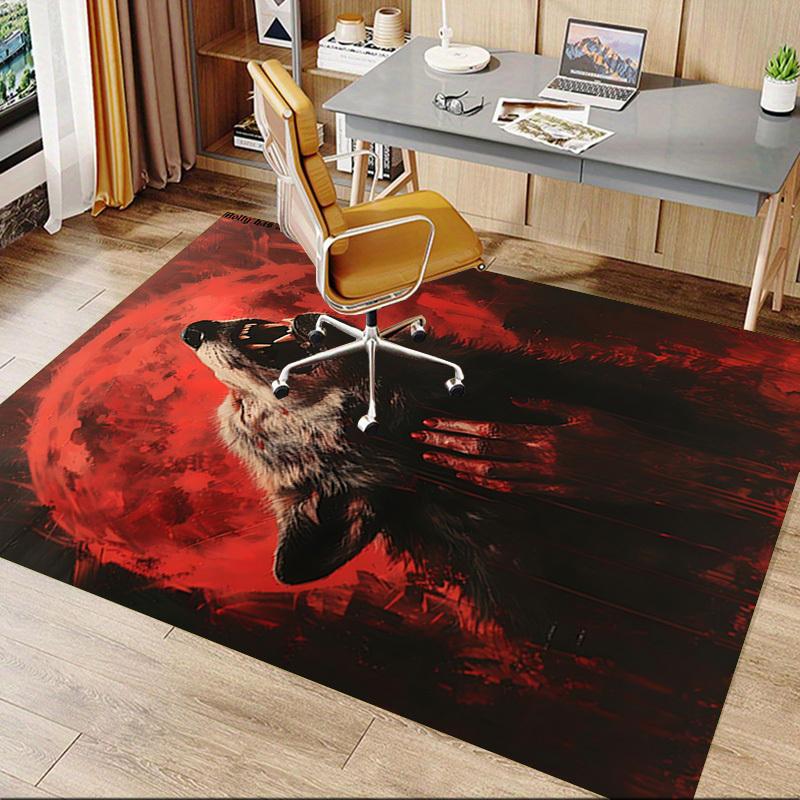 1pc Wolf Howling Blood Moon Carpet, Office Rug Outdoor Mat Home Decor Area Carpet Festival