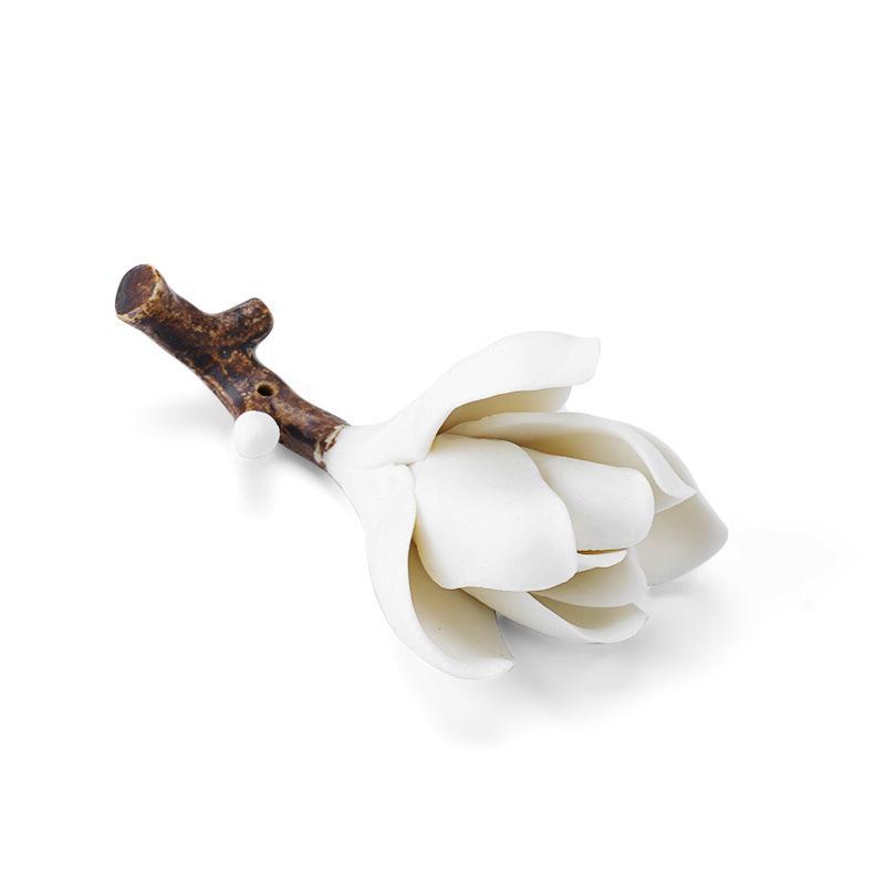 Handmade Ceramic Magnolia Incense Holder – Color-Changing Table Decoration for Tea Ceremony