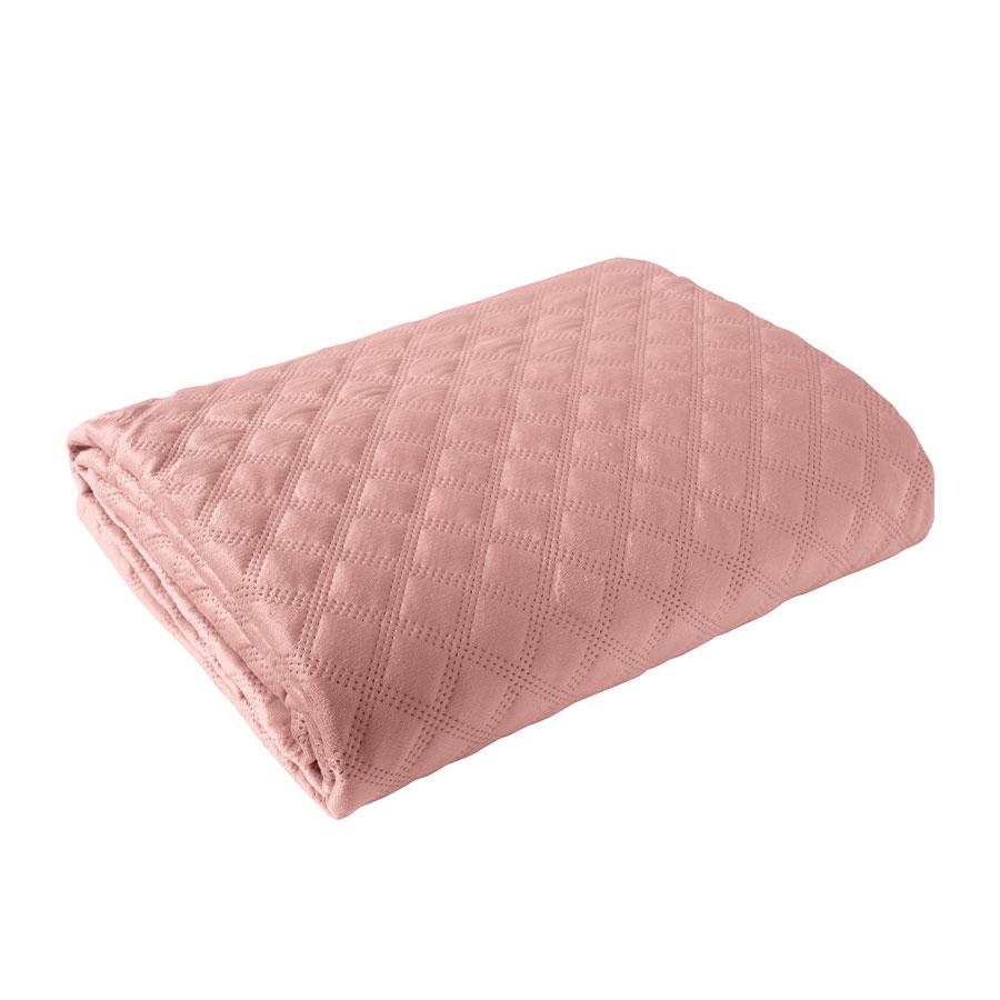 VELVI Dekorativer Bettüberwurf - Puderrosa - 170x210cm