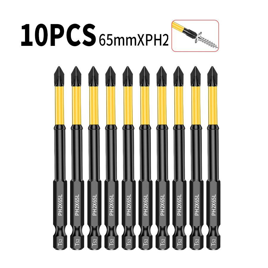 Shock-resistant Magnetic Phillips Screwdriver Bits with Anti-slip Teeth