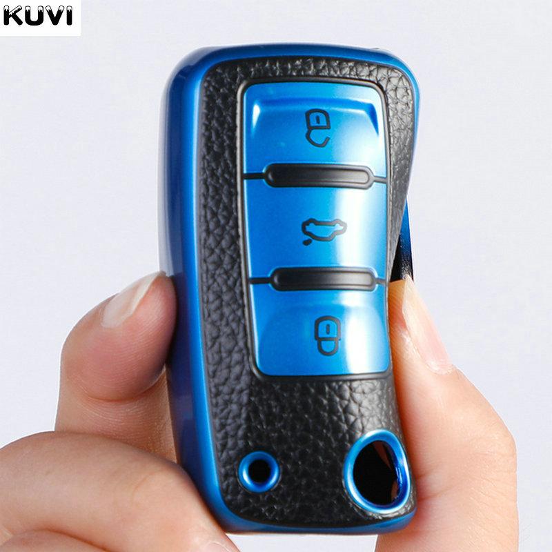 Leather TPU Keychain Key Case Cover for VW Volkswagen Polo Tiguan Passat B5 B6 B7 Golf 4 5 6 MK6 Jetta Lavida Skoda Octavia Seat