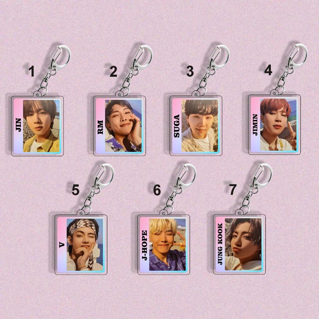 7pcs BTS Square Individual Member Keychains, Baby Pendants, Clothing Accessories, Wallet Charms, Celebrity Merchandise