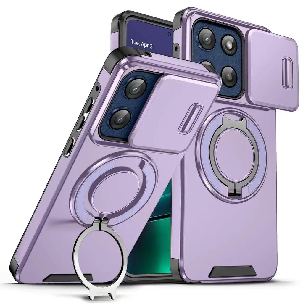 Shockproof Magnetic Phone Case for Motorola moto G 5G G Stylus Power play 5G 2025 Slide Camera Lens Ring Stand Protect Cover