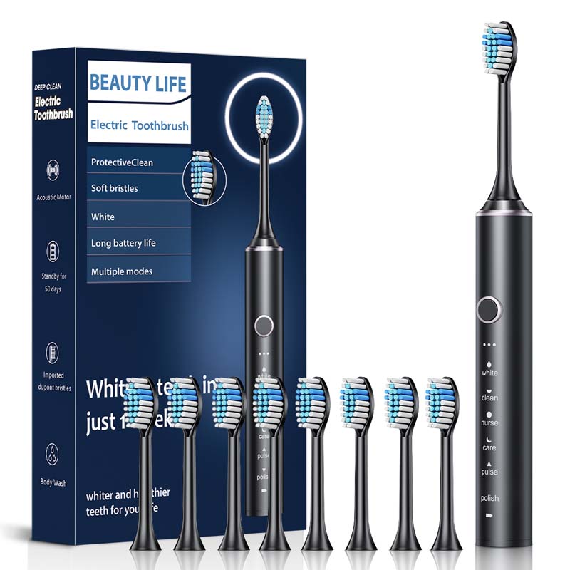 

Wholesale Factory Manufactures Sonic Soft-bristled Electric Toothbrushes Rechargeable and Waterproof Electric Toothbrush Set чорний