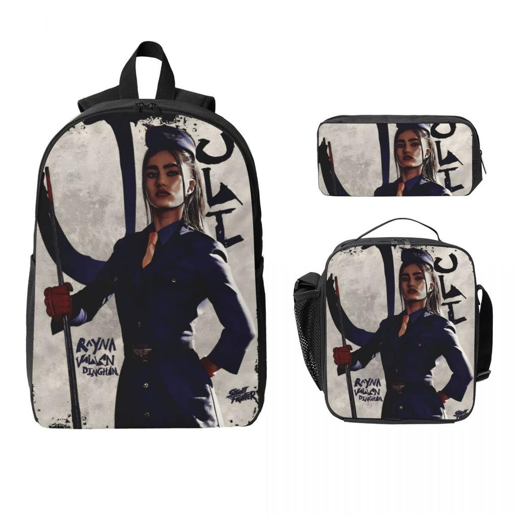 3Pcs Streets Fighters 2026 Accessories Backpack Set for Kids Pen Bags Bookbag Sets with Lunch Box For School Students Knapsack