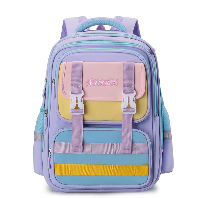 Schoolbag British style primary school student burden reduction schoolbag multi-compartment large capacity anti-splashing backpack ridge backpack