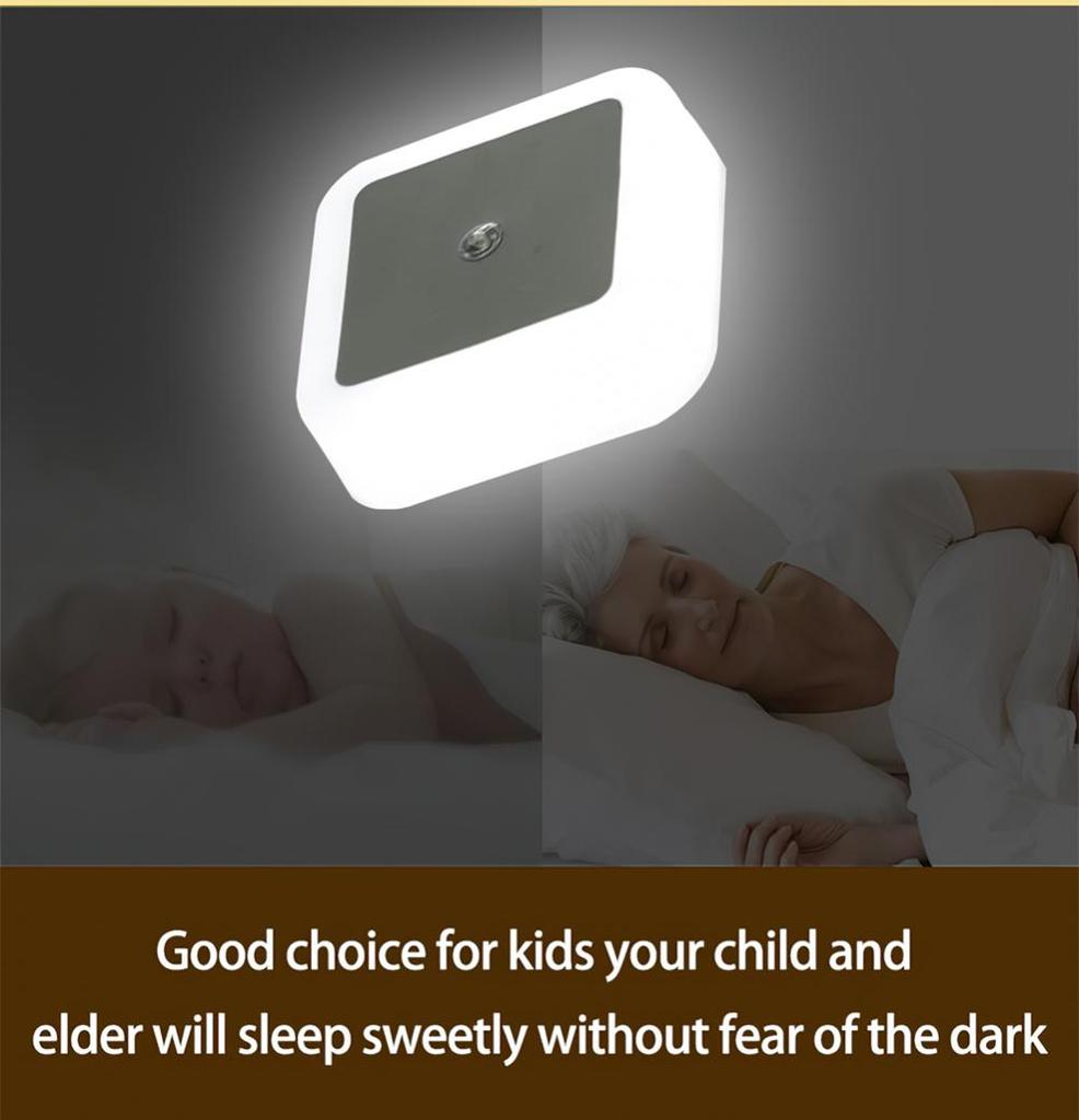 Mini Cute Wall Plug-in LED Night Light Auto Sensor Bedside Lamp For Bedroom Kid's Room Hallway Corridor Stairs EU/US 110V 220V