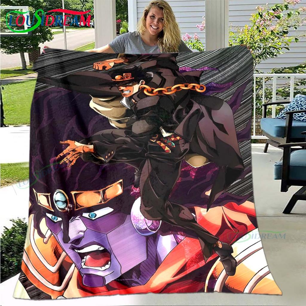 Cartoon J-JoJo’s Bizarre Adventure Blanket,Flannel Throw Blanket for Bed Sofa Picnic Office Hiking Leisure Nap Birthday Gift
