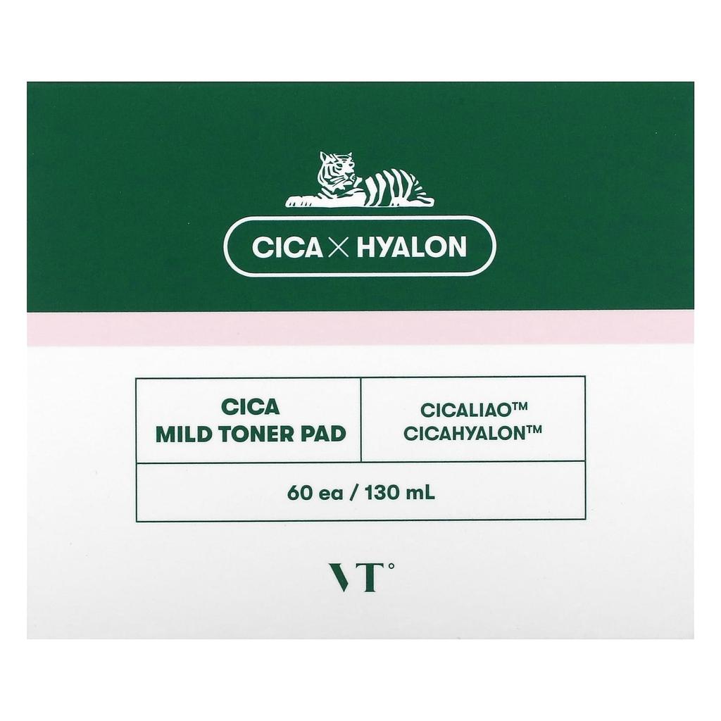 VT COSMETICS Cica Mild Toner Pad, 60 Sheets, 130ml