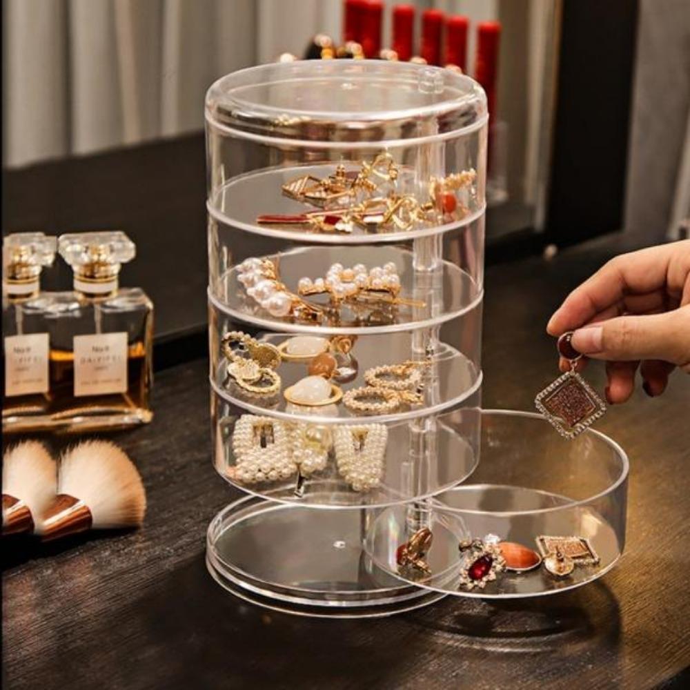 Women Jewelry Hair Accessories Storage Box Hair Tie Container Small Jewelry Box Multi-Layer Storage Box Hair Container Rotatable Storage Box Drawer