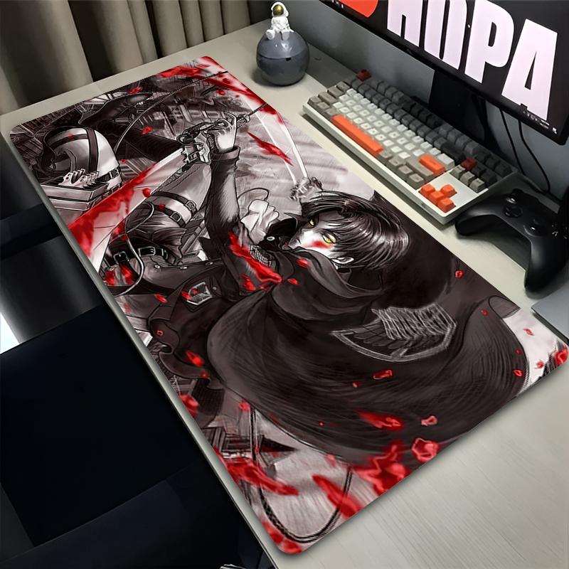 Mouse Pad Laptop Anime Extended Desktop Mat Computer Gamer HD Mousepad PC Gaming Accessories Aattack on Titan Levi Keyboard Pad