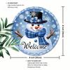 Snowman Iron Wall Art Round Metal Sign Outdoor Indoor Welcome Plaque Blue Decor 8 Inch Home Gift