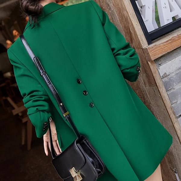 WTEMPO Office Ladies Large Size Solid Color V-neck Blazer Coats Women's Spring Autumn Long Sleeve Elegant Slim Button Coats