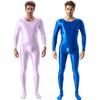 Mens Oil Glossy Bodystocking Full Bodysuit Long Sleeve Unitard Jumpsuits Stretchy Sheer Silky Romper Club Party Workout Onesie