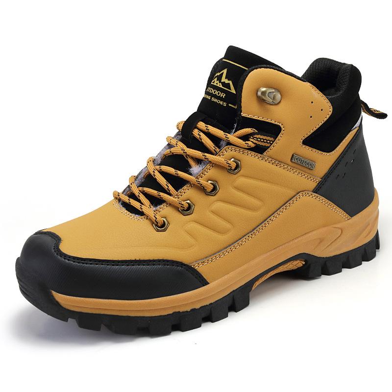 Men's High-Top Warm Cotton Snow Boots for Autumn and Winter Outdoor Hiking - Casual Style.