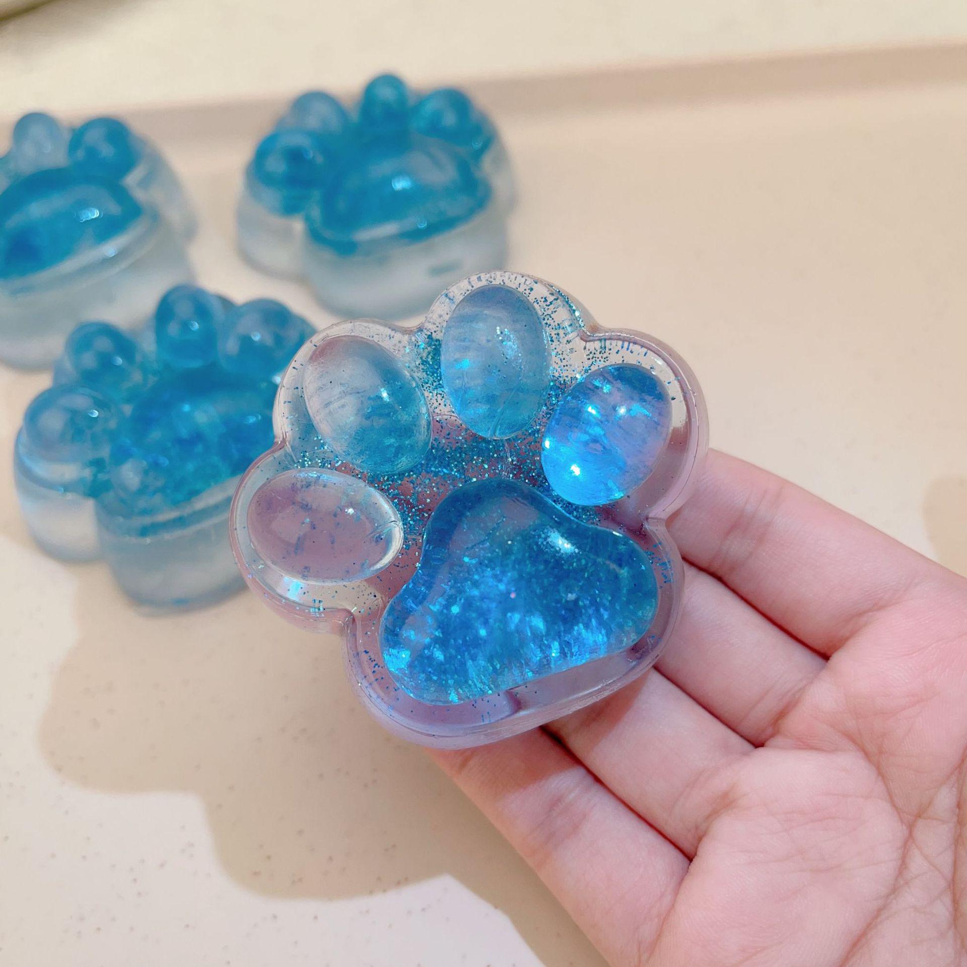 Xiaohongshu Crystal Sky Blue Cat Paw Squeeze Toy - Decompression and Sticky Muddy Feel