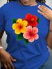 Helle Blumen sind toll für Damen Kurzarm Freizeit Rundhals T-Shirts Baumwoll Tops Frühling und Sommer Damenbekleidung