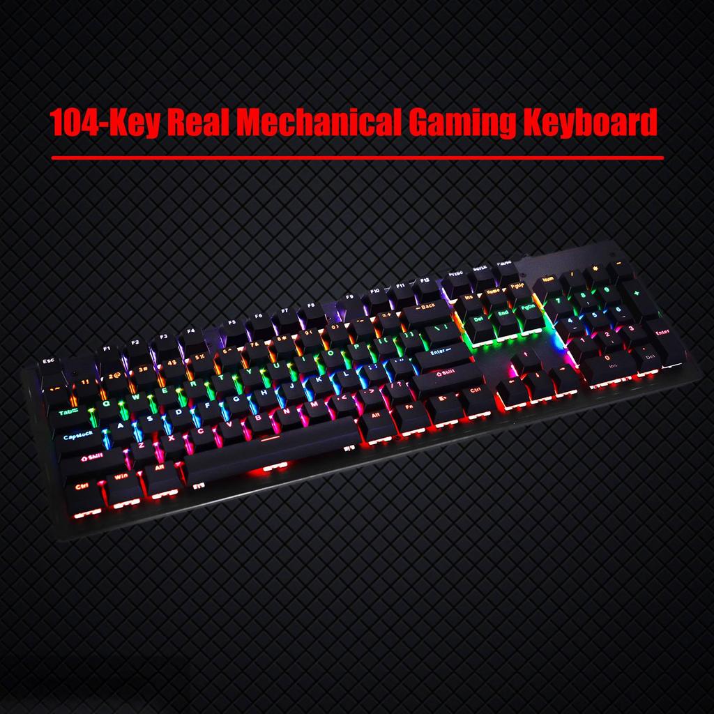 Biojee Wired 104 Key Real Mechanical Gaming Keyboard Rainbow Backlit Keyboard For Windows PC Laptop for Game and Office