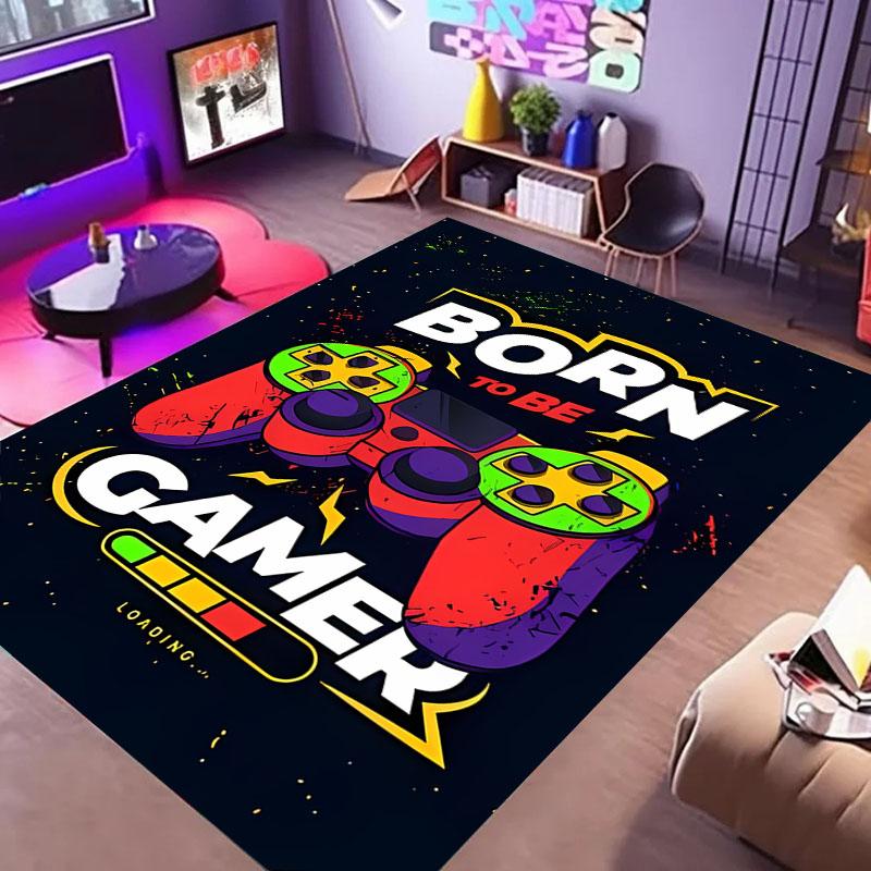 HD Home Area Gamer Rugs with Game Controller Design,Non Slip Floor Mats for Kids, Carpet for Decor Living Bed Playrooms Kitchen