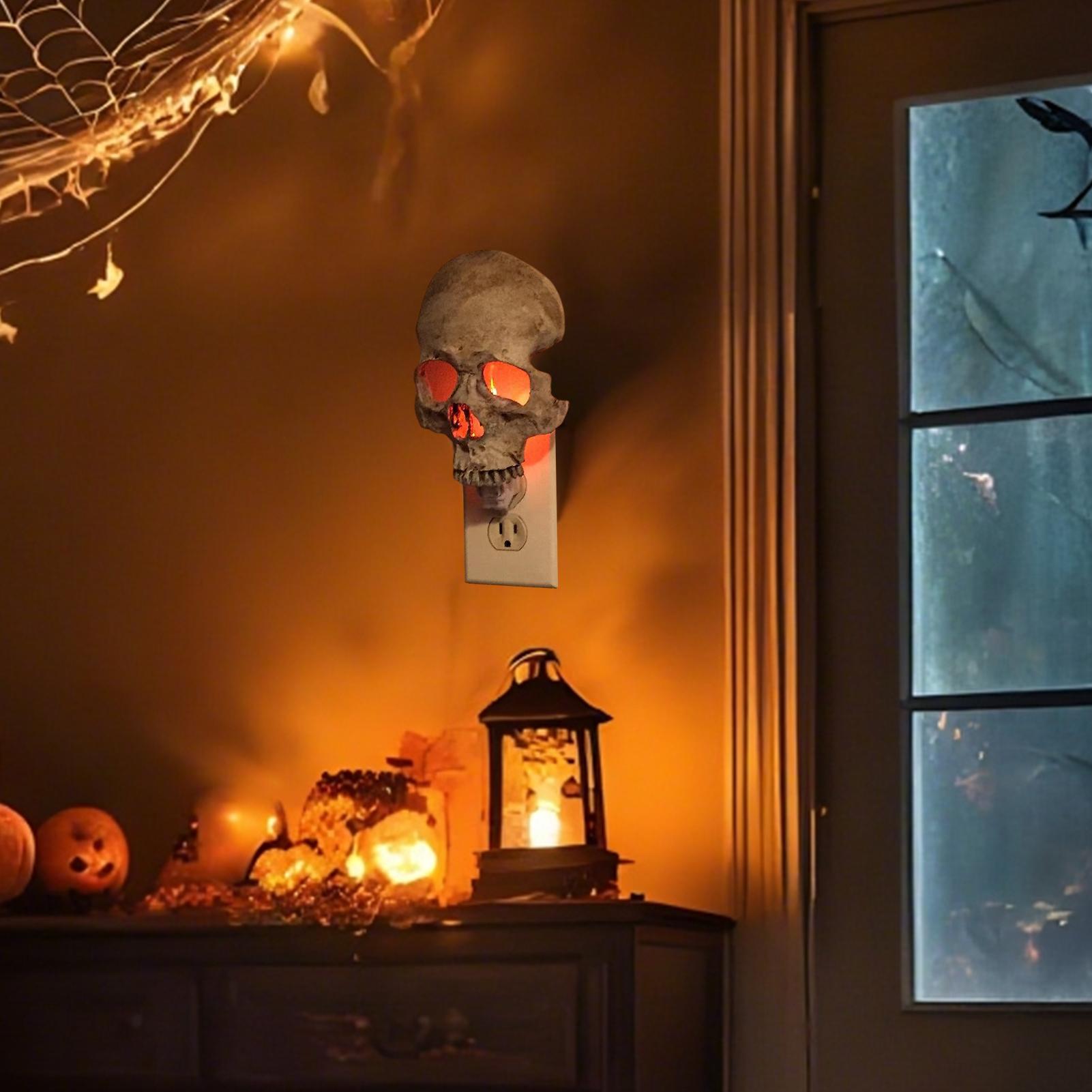 

Halloween Skull Lamp Human Skull Light Plug-In Halloween Decor Adjustable Brightness Spooky Nightlight For Home Bedroom Kitchen China Mainland