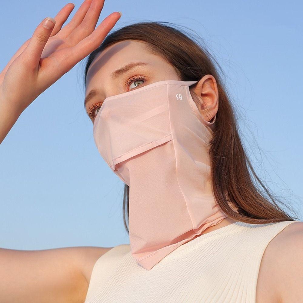 Summer Uv Protect Sun Proof Face Scarf Neckline Mask Ice Silk Bib Face Mask
