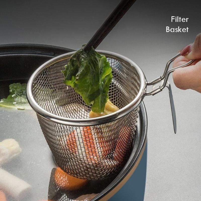 2Pcs 304Stainless Steel Colander Strainer with Metal Hook Strainer Basket Suitable for Draining Hot Pots Ingredient