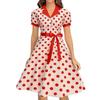 Dames Polkadot Shirtkraag Franse Retro Jurk