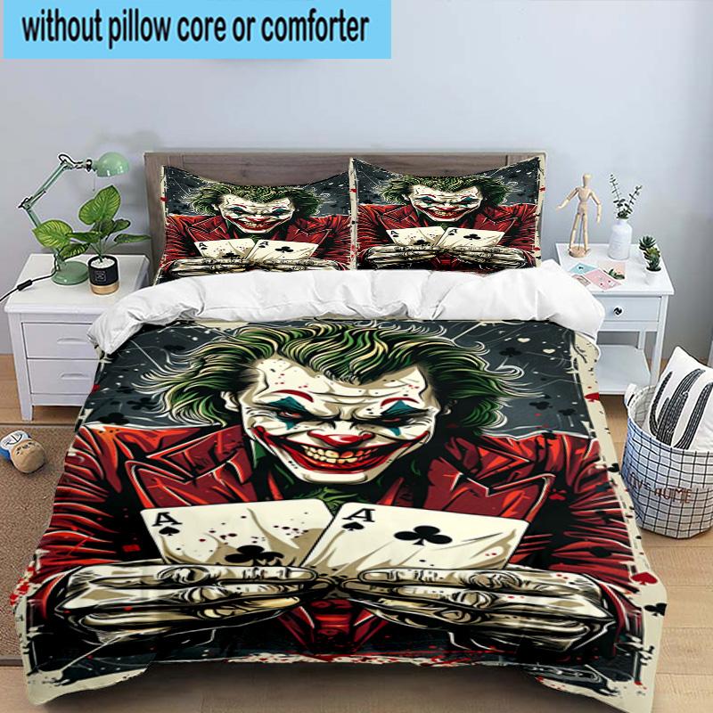 3PCS Cool clown Pattern 3pcs Bedding,Including 3PCS Duvet Cover And 2pcs Pillowcases Perfect for Christmas,Ideal for Bedroom, Dormitory