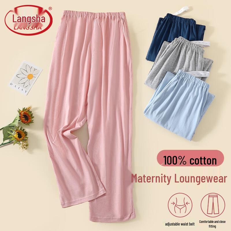 Langsha Women s Cotton Adjustable Maternity Lounge Pants M