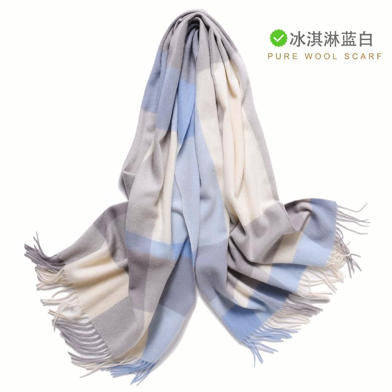 Pure wool plaid scarf women's winter versatile new gift thickened warm scarf cashmere shawl high-end