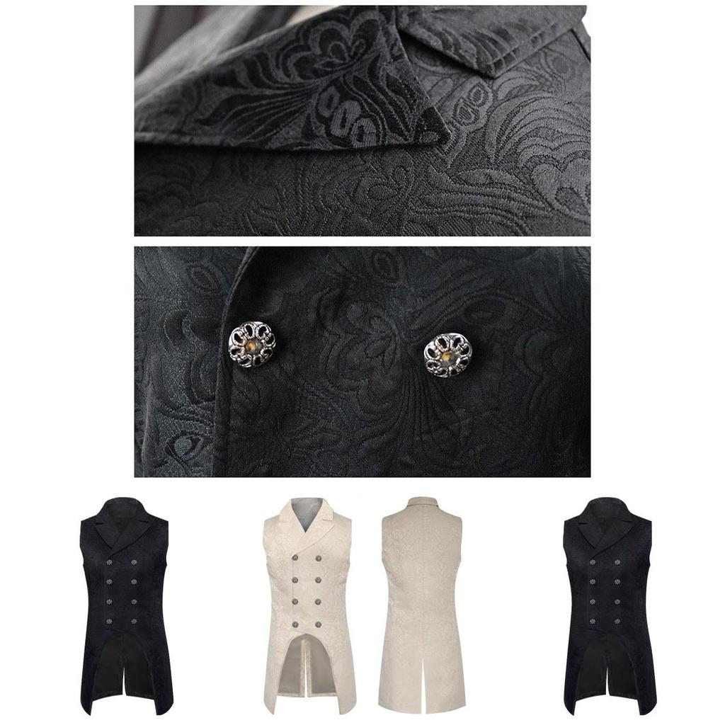 Retro Herr Steampunk Svansrock Jacquard Västrock Med Nedvikt Krage