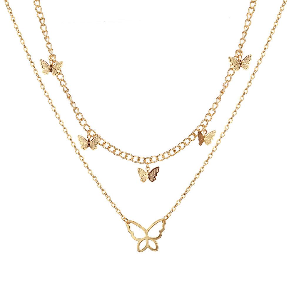 

Y2K модное многослойное ожерелье с бабочкой, подвеска в виде бабочки, женское богемное ожерелье, ювелирные изделия золотой