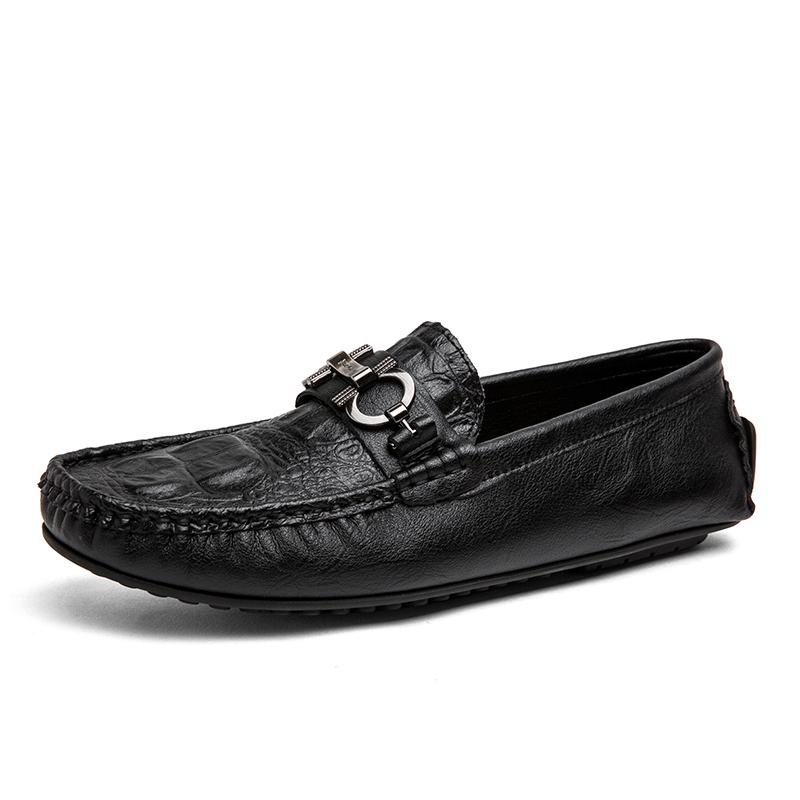 Fashion Hot Selling Man Low Top Leather Casual Shoes Crocodile Pattern Men's Business Shoes Moccasins Comfy Driving Shoes Slip on Flats